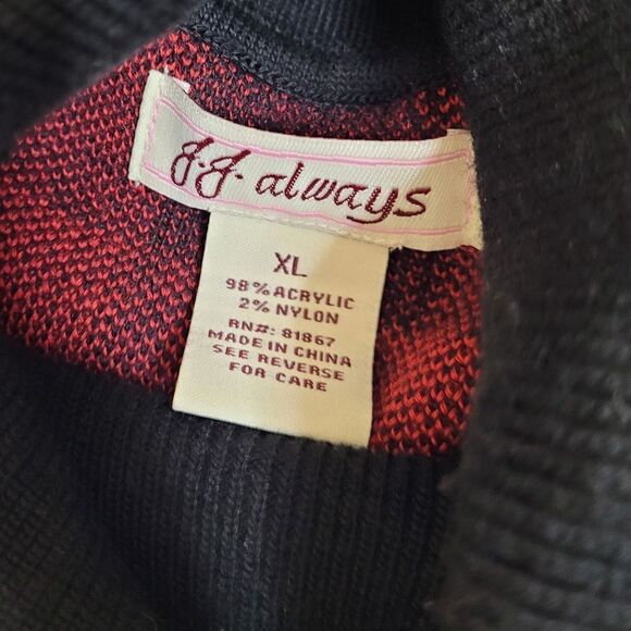 Y2K JJ Always‎ red and black plaid cowl neck tunic sweater mini dress XL - Picture 3 of 6